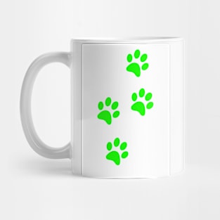 Light Green Pawprints on White Mug